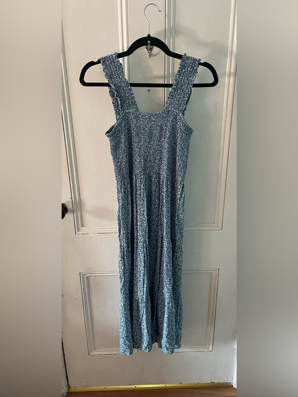 Aerie Blue Floral Smocked Maxi Dress XS Cottagecore Boho - Picture 5 of 6